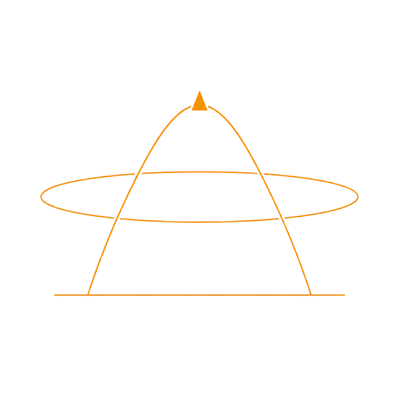 Launch trajectory and orbital ring mark